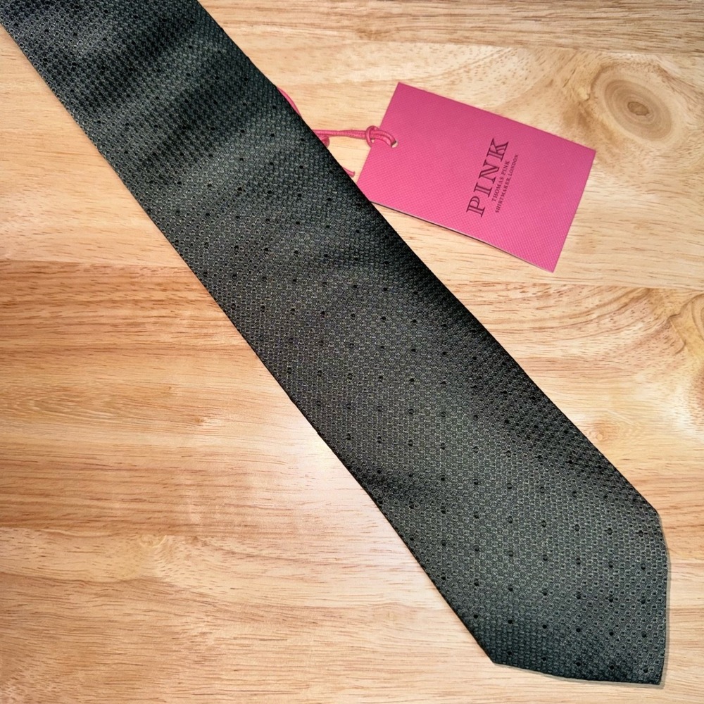 Thomas Pink England Tie Pin Dots Deep Green Necktie Luxury Silk Tie New NWT